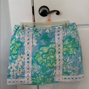 Lilly Pulitzer Pansy Lace Skort Lagoon Beach Floral Blue Green Size 6.